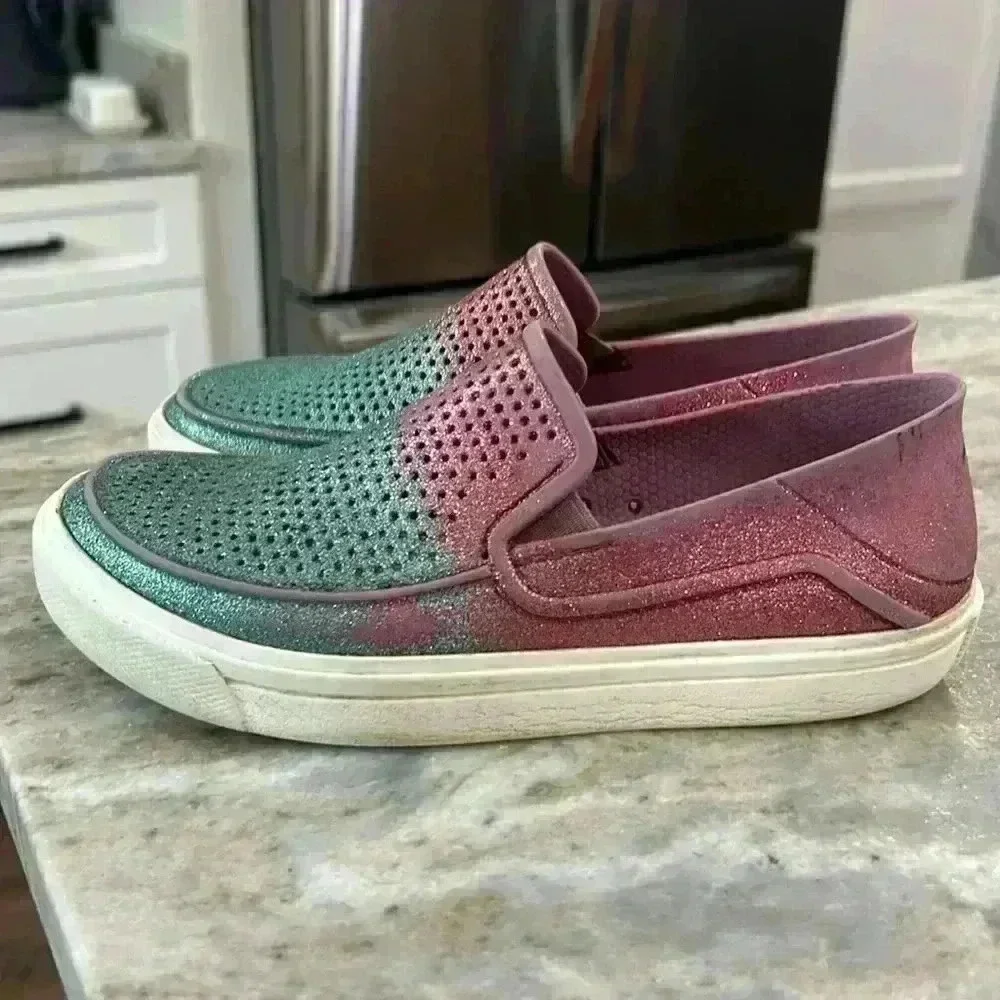 Crocs Girls CitiLane Roka Glitter pink/blue youths slip on shoes size J5 - Picture 4 of 11